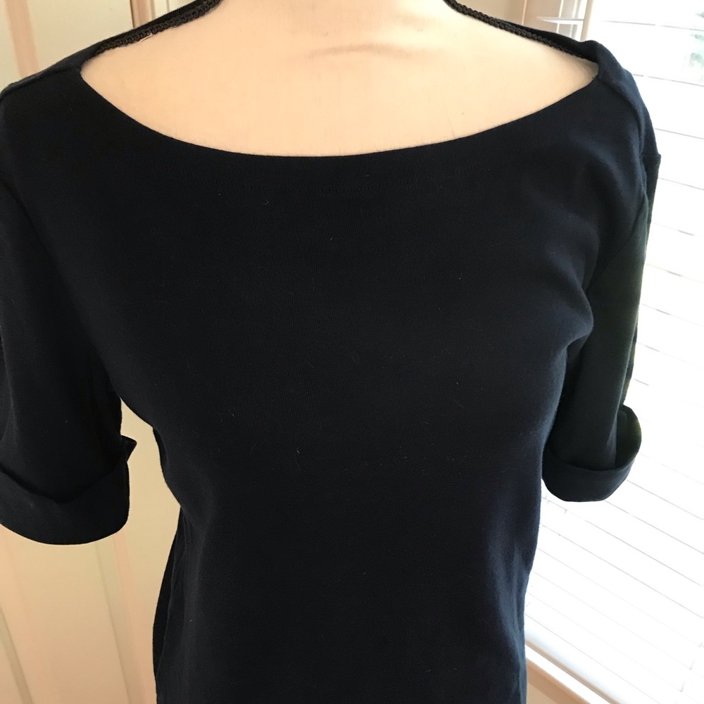 Ralph Lauren navy blue pullover top. Scoop neck.